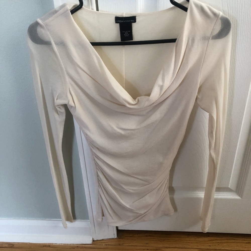 White sheer long sleeve top